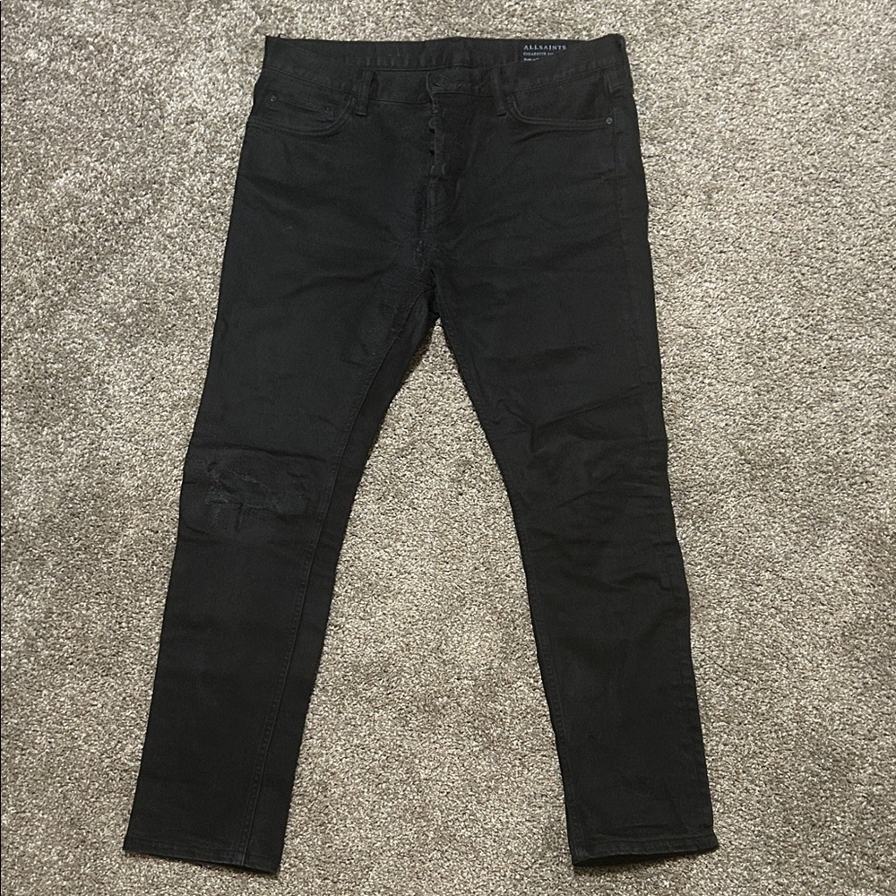 All Saints Men's Jet Black Skinny Jeans